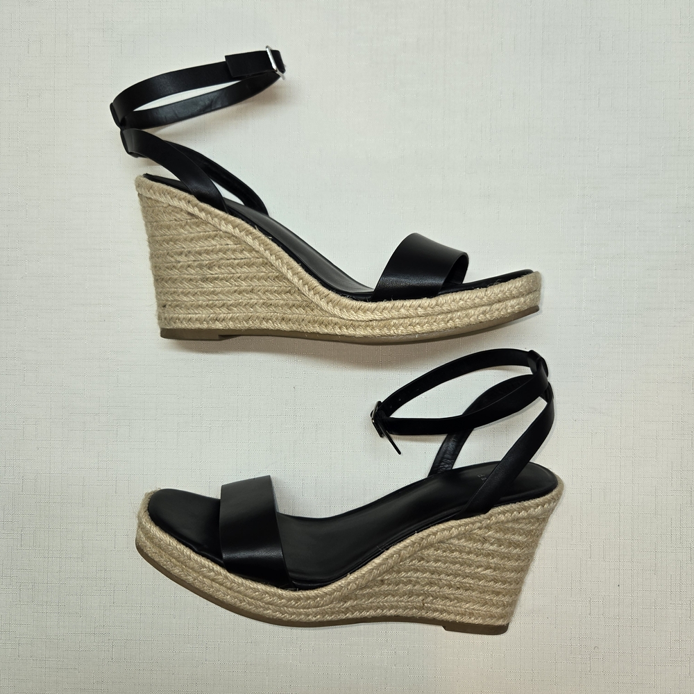a new day Black Espadrille Wedges